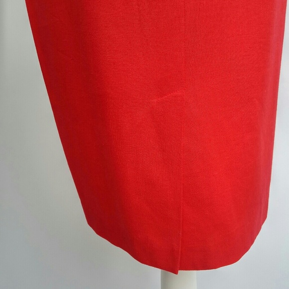 SOLD LGR Vintage Rayon/Linen Red Midi Pencil Skirt - Picture 5 of 8